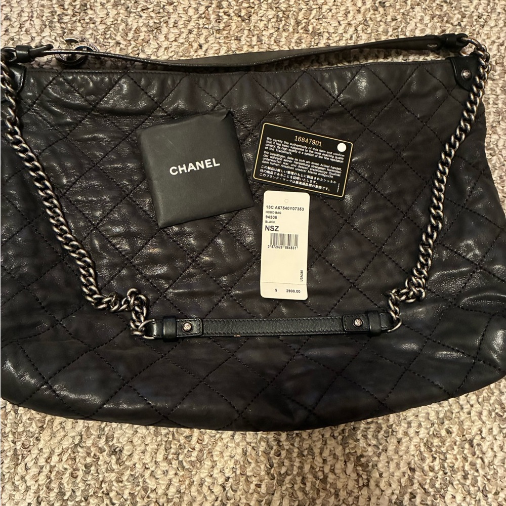 Chanel Black Bag with Silver Chain Accent